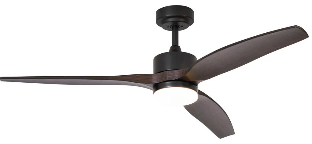 Ventilator de tavan negru cu imprimeu de lemn 132cm incl. LED Dimmabil cu telecomandă - Joly