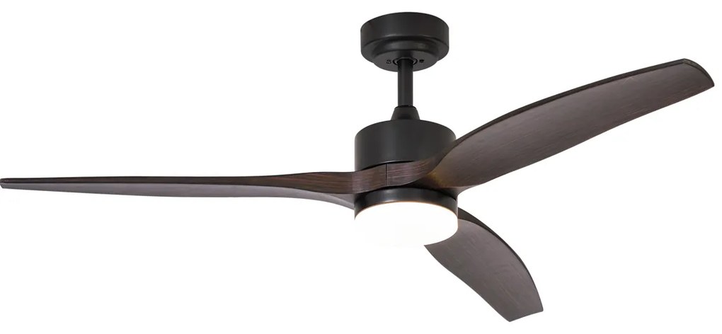 Ventilator de tavan Negru cu imprimeu lemn 132 cm Inclusiv LED reglabil cu telecomandă - Joly