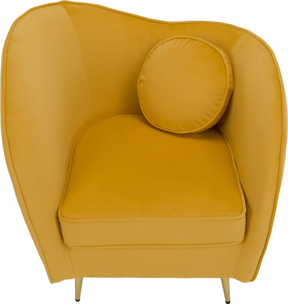 Fotoliu de design, ţesătură Velvet galbenă/gold crom auriu, EZIO