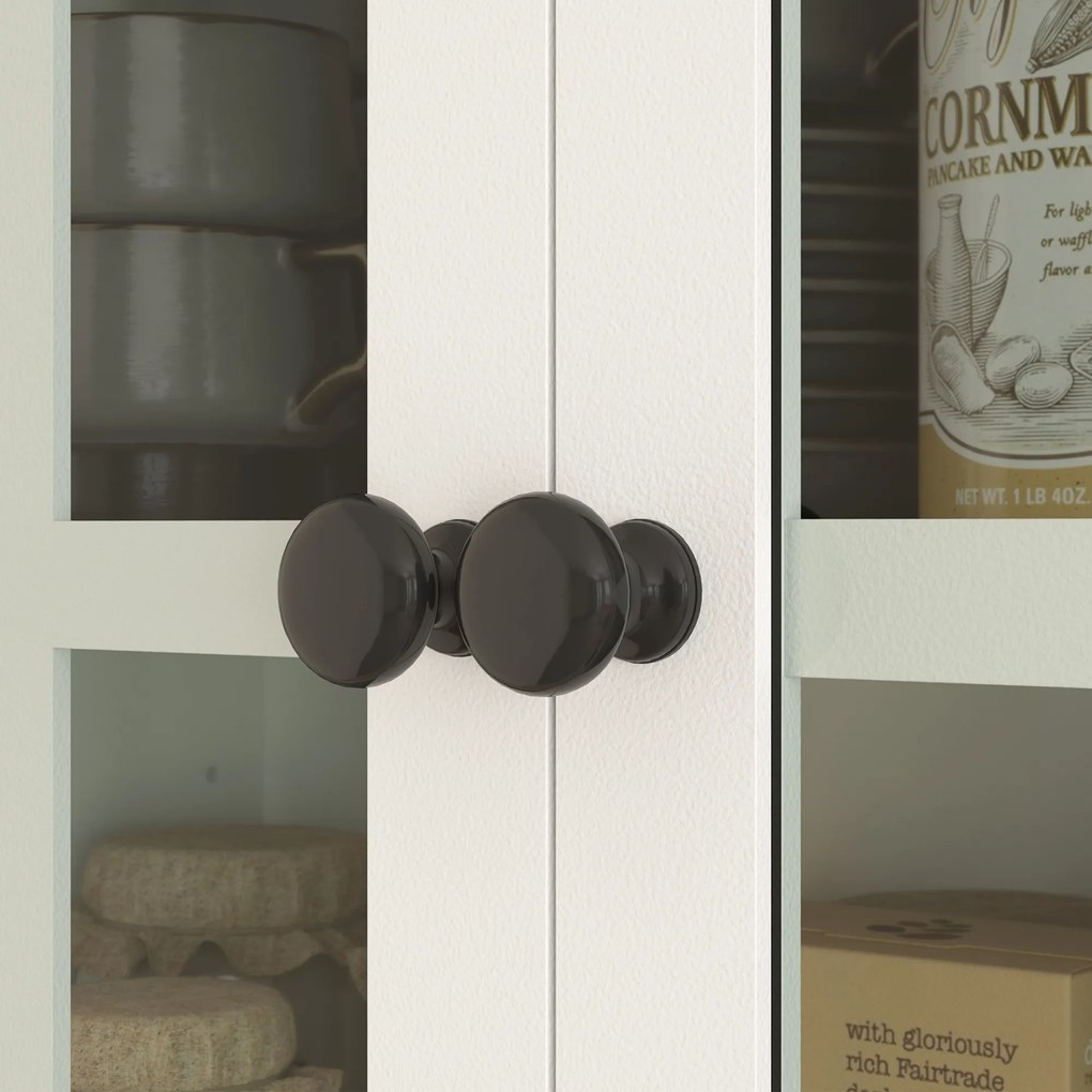 HOMCOM Dulap de bucătărie cu uși din sticlă, 2 sertare, dulap pentru veselă, dulap pentru sufragerie, lemn, 68 x 39,5 x 170 cm, Alb | Aosom Romania