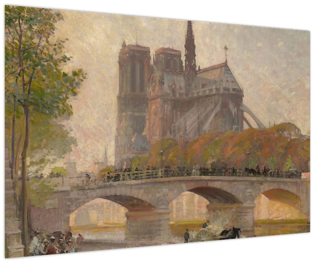 Tablou - Robert William Vonnoh, Notre Dame de Paris, reproducere (90x60 cm)