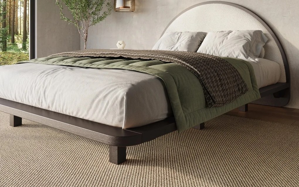 Pat lemn masiv levitant Visby Personalizabil - 180x200, Fara, Alb