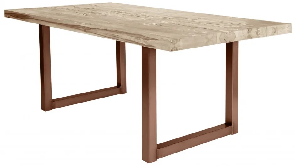 Masa dreptunghiulara cu blat din lemn de stejar Tables &amp; Benches 200 x 100 x 76 cm maro deschis/maro inchis