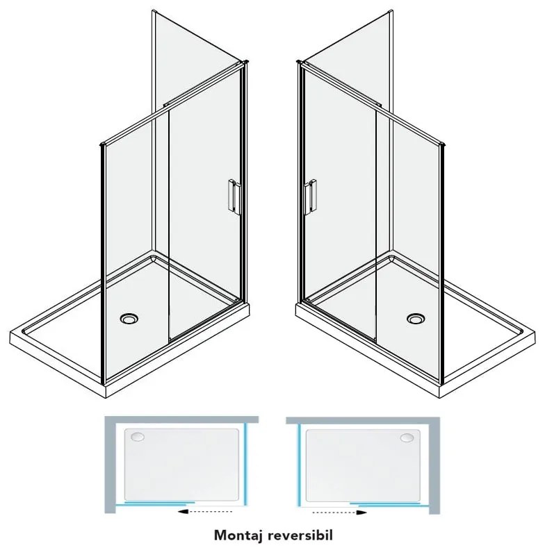 Cabina de dus dreptunghiulara Mediterraneo Petra Gold 120 x 90 cm auriu periat
