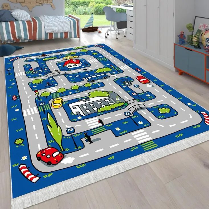 Covor copii antiderapant, 180x280 cm, Orasul Albastru