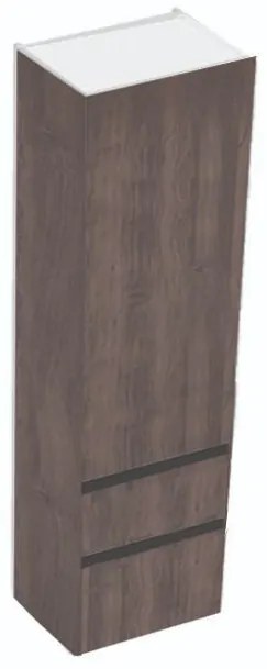 Dulap suspendat baie 45x34x160 cm Kolpa San Harmony, cu usa reversibila si doua sertare, stejar inchis