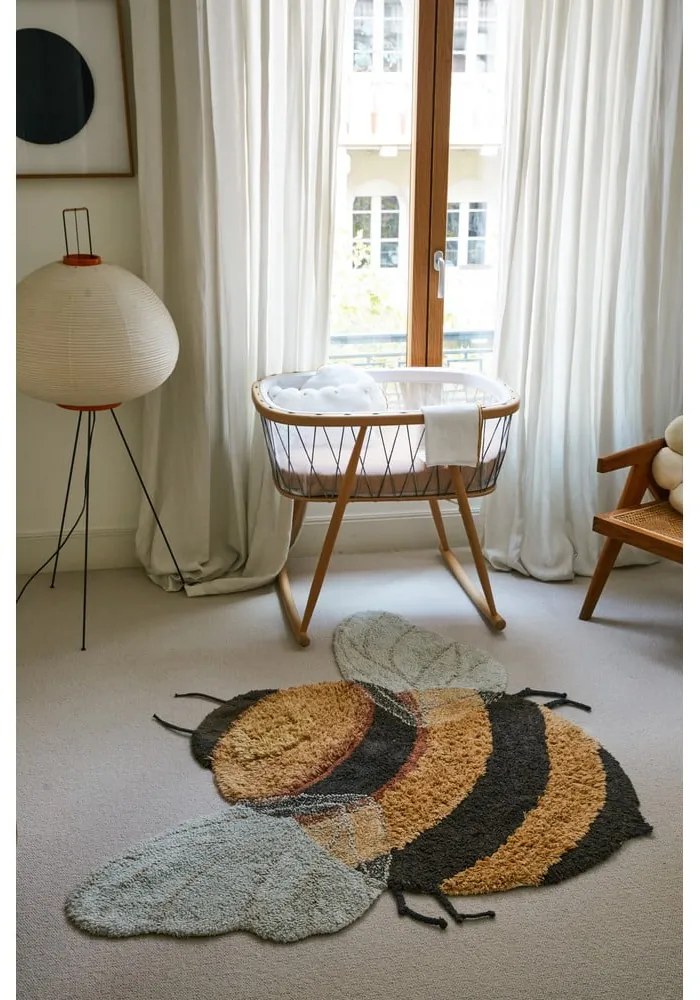 Covor pentru copii galben lavabil/țesut manual din bumbac 115x150 cm Bee – Lorena Canals