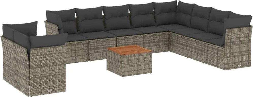 vidaXL Set canapele de grădină cu perne, 11 piese, gri, poliratan