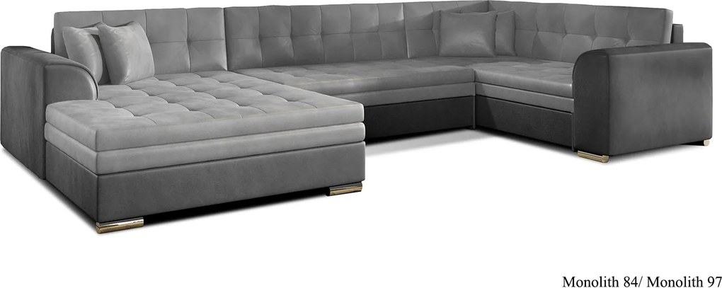 Colțar lemn masiv Formă U Extensibil Damasc 338x189cm Personalizabil - Monolith 97 + Monolith 84, Dreapta