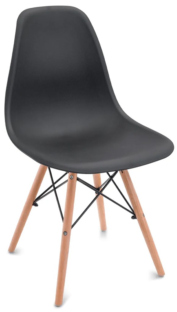 Scaune de sufragerie 4buc negre, stil scandinav Classic