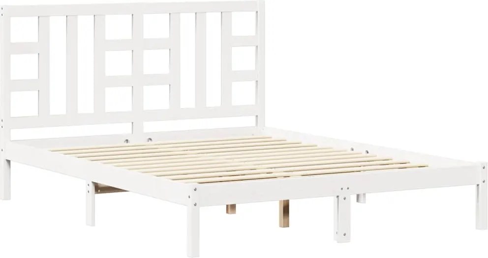 vidaXL Cadru de pat King Size, alb, 150x200 cm, lemn masiv