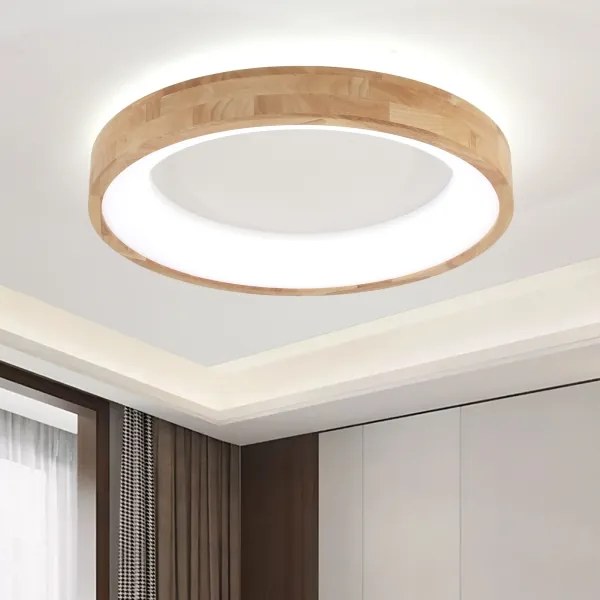 Plafonieră LED Brilagi-LED FALCON WOOD, 40W, 230V, 3 temperaturi de culoare (3000/4000/6000K), 60 cm, corp din lemn