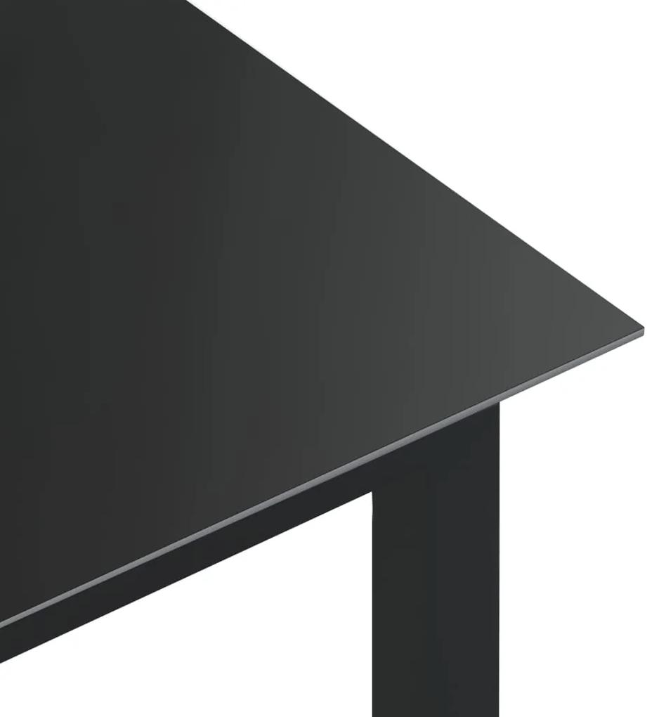 Masa de gradina, negru, 80x80x74 cm, aluminiu si sticla 1, Negru, 80 x 80 x 74 cm