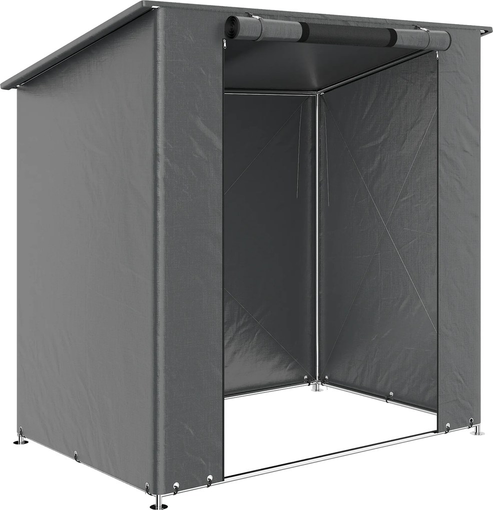 Outsunny Cort garaj 1,9x1,2 m impermeabil cort garaj cu ușă cu fermoar rulabil fereastră de ventilație Gri închis | Aosom Romania
