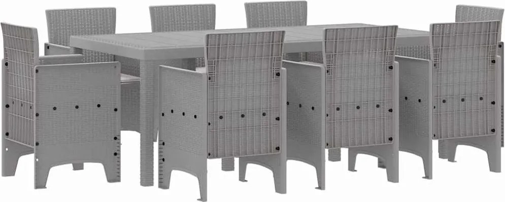 vidaXL Set de masă pentru grădină 9 pcs Gri deschis Polipropilenă