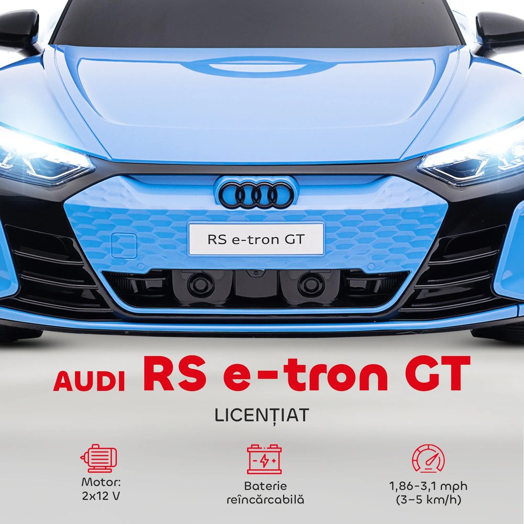 HOMCOM Mașinuta Electrica Copii cu Motor Dublu Mașină Electrică 12V 4,5Ah Suportă până la 25 kg 103x58x41 cm Albastră | Aosom Romania