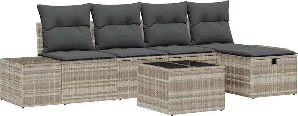 vidaXL Set de canapele pentru grădină 6 pcs Gri deschis poliratan