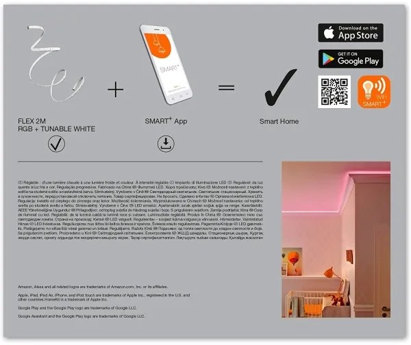 Ledvance - Bandă LED RGB+TW SMART+ FLEX 2m, 8,5W, 230V, Wi-Fi, dimabilă