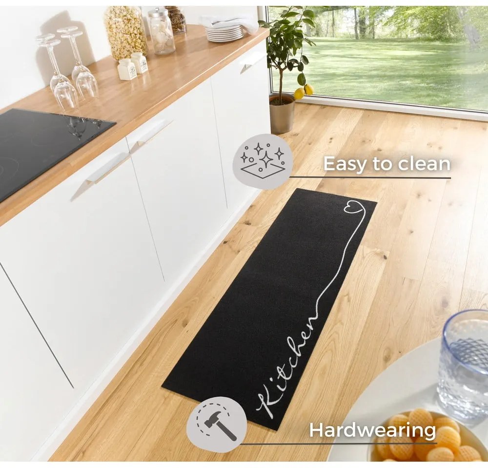 Covor de bucătărie / traversă Zala Living Kitchen, 50 x 150 cm, negru