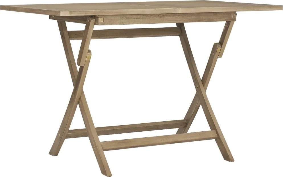 vidaXL Masă pliantă de grădină, gri, 120x70x75 cm, lemn masiv de tec