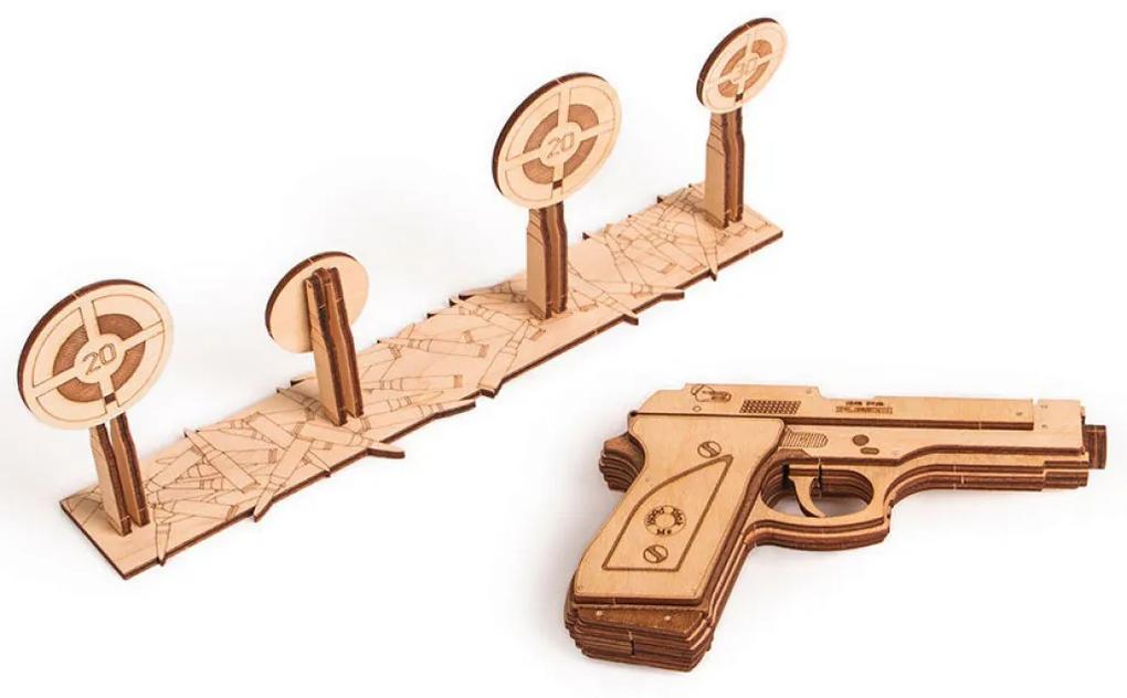 Puzzle 3D din lemn pistol M1 si poligon de tragere