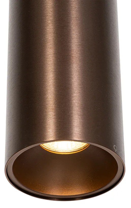 Lampă suspendată de designer bronz închis, inclusiv adaptor pentru șină monofazată - Iconic Tubo