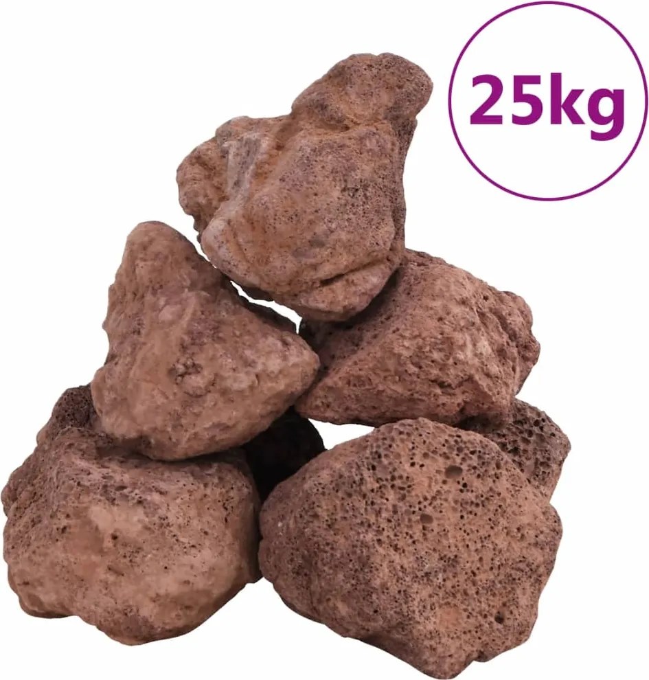 vidaXL Roci vulcanice, 25 kg, roșu, 10-30 cm