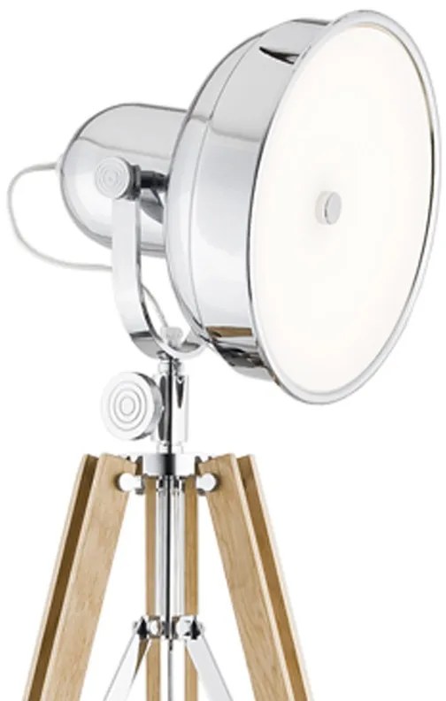 Lampadar LED de podea retro cu trepied lemn natur FOTO NEW