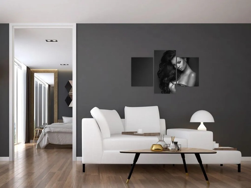 Tablou - Portretul unei femei seducătoare, alb-negru (90x60 cm)
