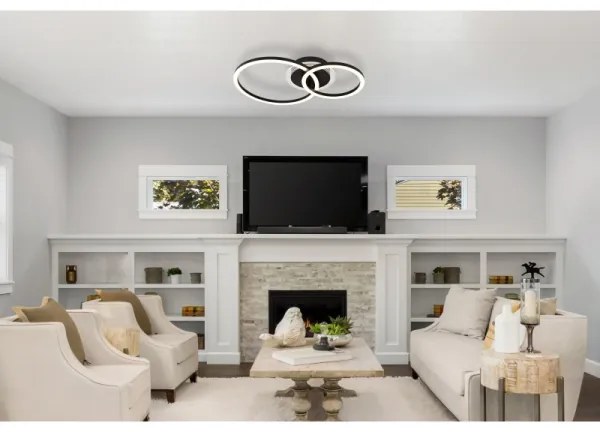 Plafonieră LED Globo 48039-30 LORETTA LED/30W/230V d. 33x50 cm negru