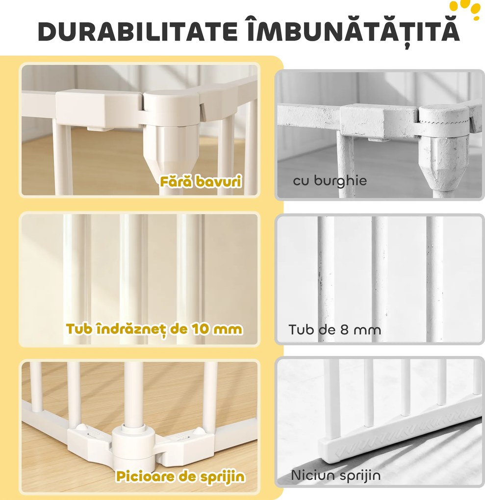 PawHut Gard pentru Câini cu 8 Panouri Modulabile cu Închidere Automată, din Oțel și ABS, 61x3x75 cm, Alb | Aosom Romania