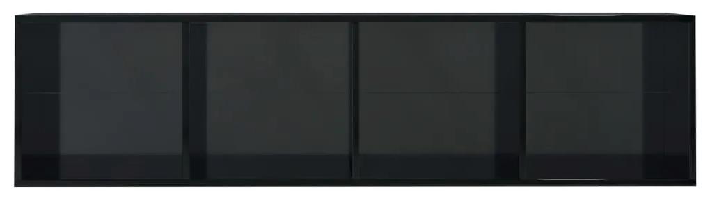 Biblioteca Comoda TV, negru extralucios, 143x30x36 cm 1, negru foarte lucios