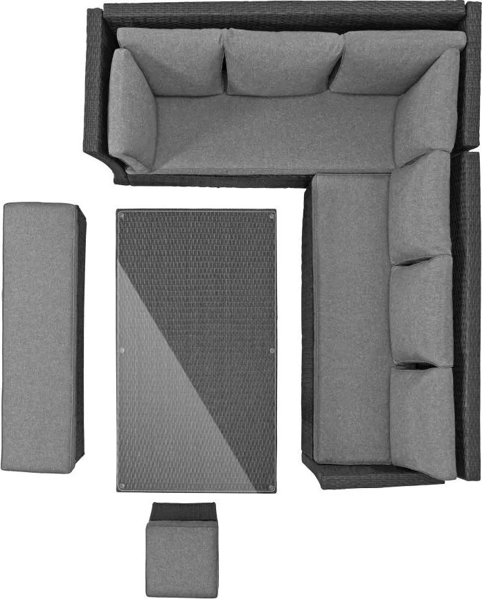 Set mobilier de grădină pentru familie Avenberg CORSICA negru/gri