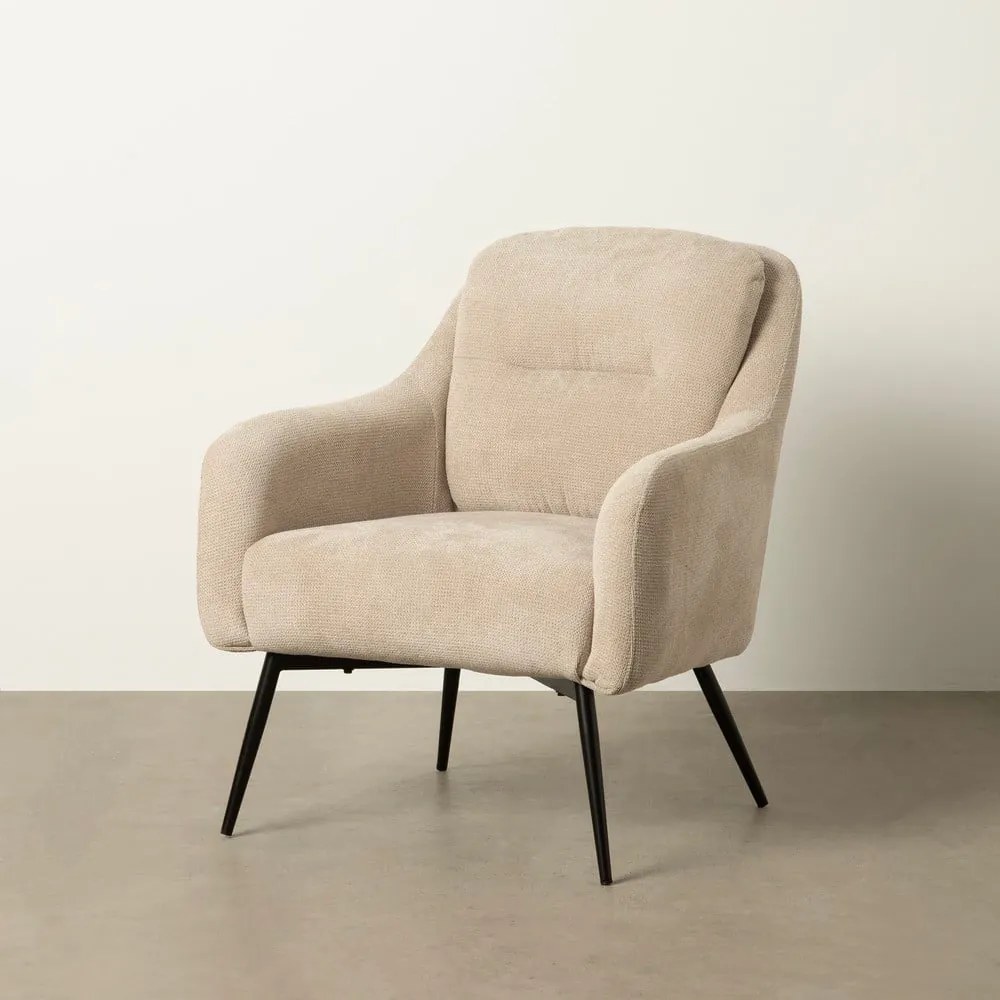 Fotoliu bej cu tapițerie din chenille Classic – Ixia