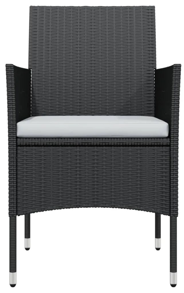 Set mobilier de gradina cu perne, 7 piese, negru Negru, Lungime masa 140 cm, 7