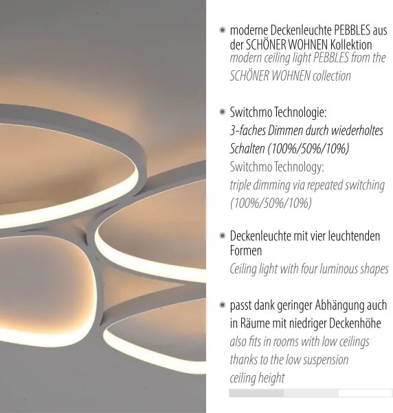 Schöner Wohnen 14038-16 - Plafonieră LED dimabilă PEBBLES LED/35,5W/230V albă