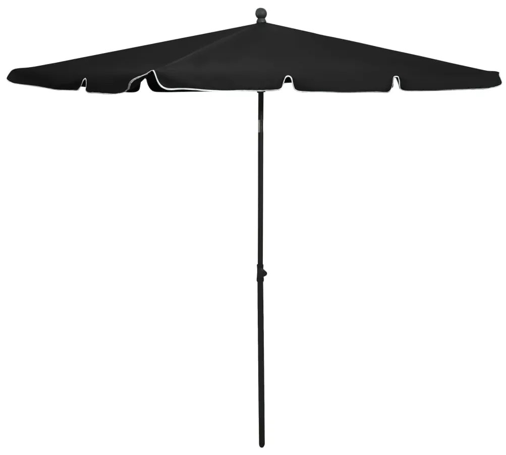 vidaXL Umbrelă de grădină cu stâlp, negru, 210x140 cm
