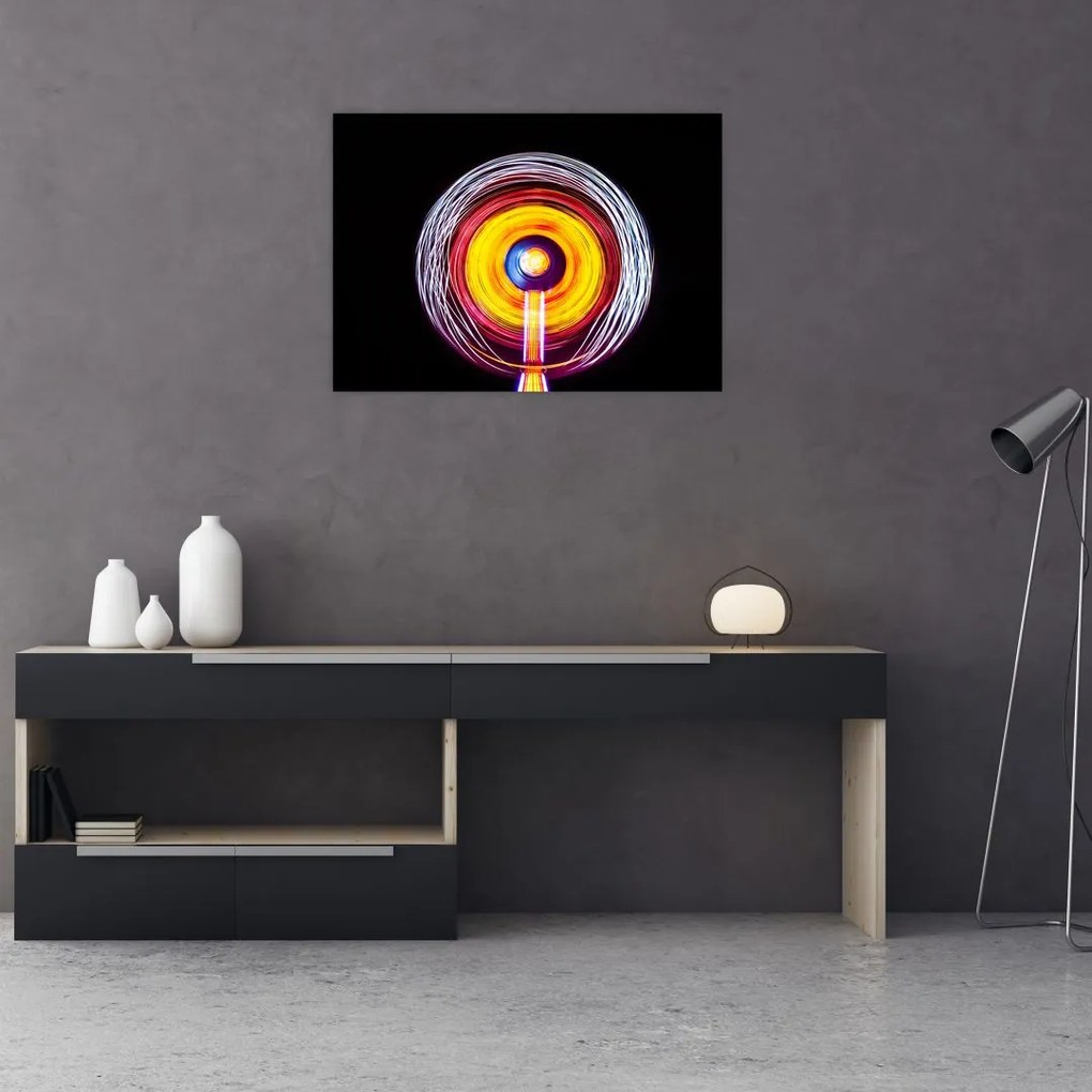 Tablou pe sticlă cu lumini în cerc (70x50 cm)