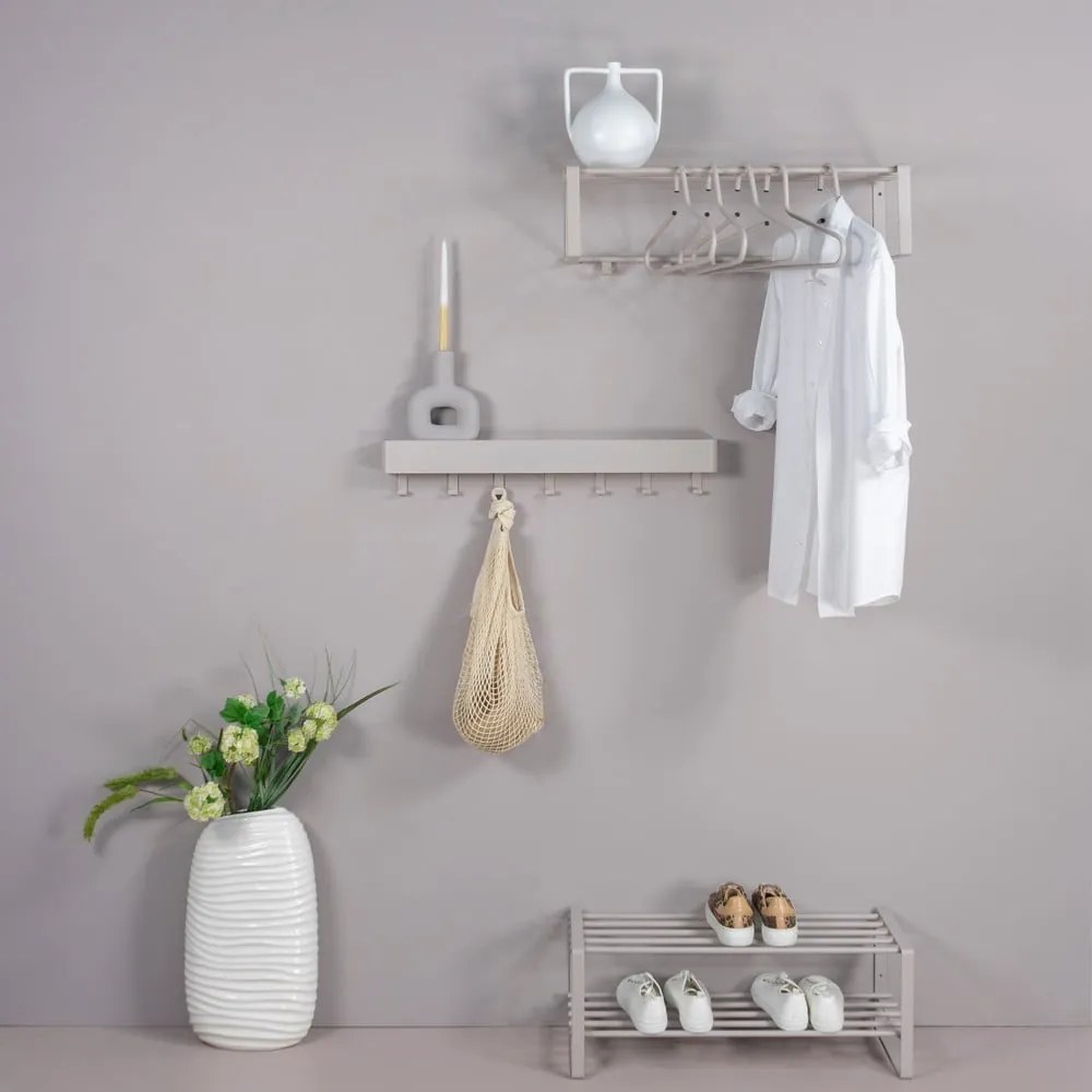 Cuier de perete taupe cu raft din metal 70 cm Rex – Spinder Design