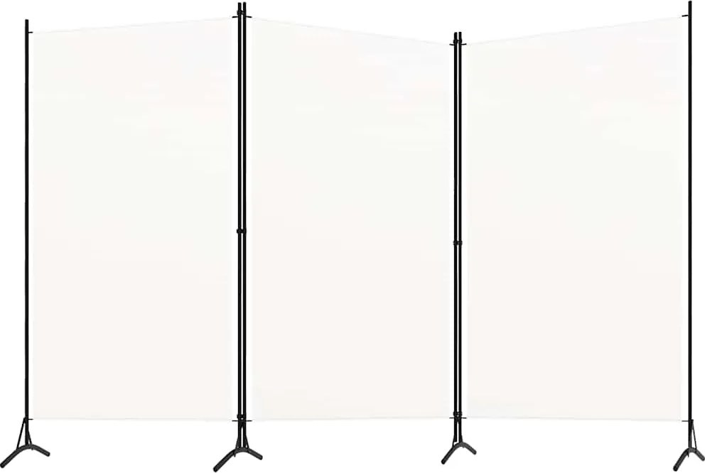 vidaXL Paravan de cameră cu 3 panouri, alb, 260 x 180 cm, textil
