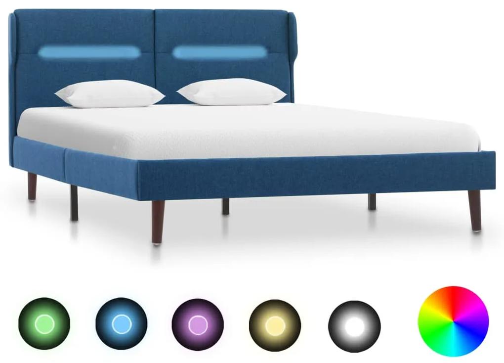 286897 vidaXL Cadru de pat cu LED, albastru, 120x200cm, material textil