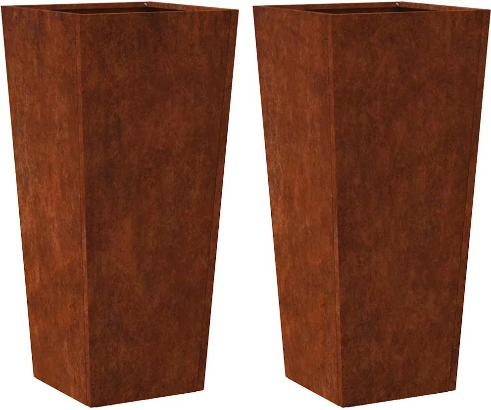 vidaXL Jardiniere de grădină 2 buc 35x35x75 cm Oțel pentru intemperii