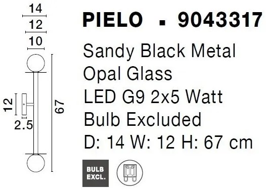 Aplica cu 2 surse de iluminat design modern Pielo negru