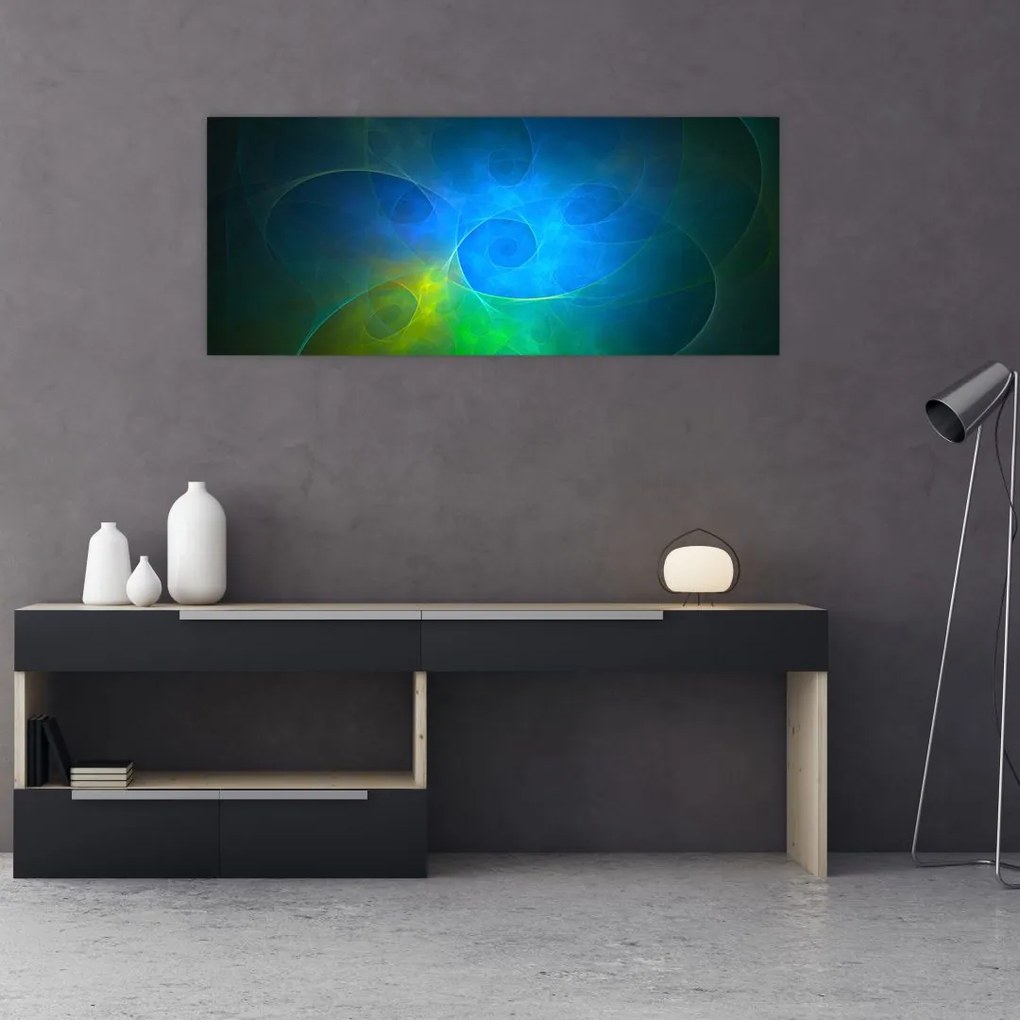 Tablou cu abstracțiune albastră (120x50 cm)