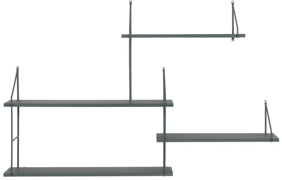 Raft Harlem cu 4 rafturi verzi, cadru verde 99x17,5x62 cm