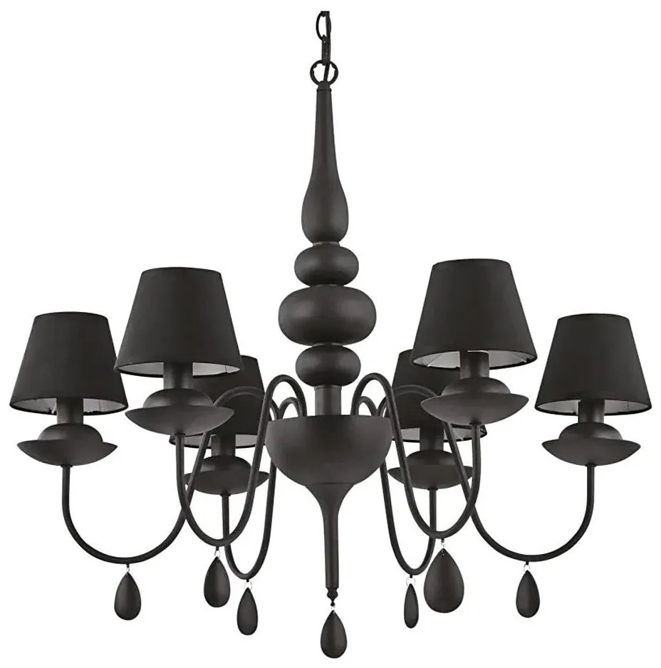 Lustră pe lanț Ideal Lux BLANCHE 6xE14/4W/230V d. 72 cm negru