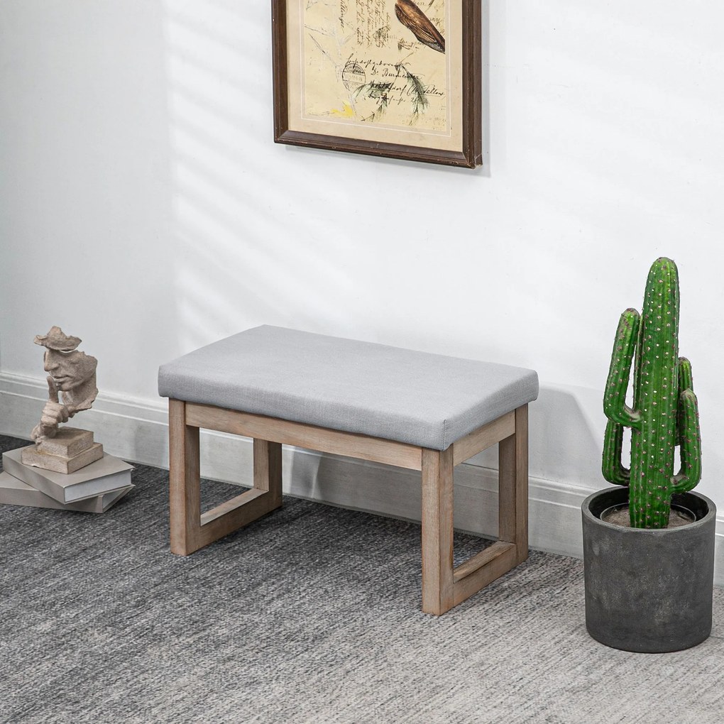 HOMCOM Bancă pentru picioare în design scandinav, taburet, suport pentru picioare, 68 cm x 38 cm x 42 cm, Gri + Natural | Aosom Romania