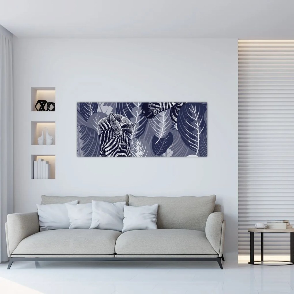 Tablou - Zebre albastre (120x50 cm)