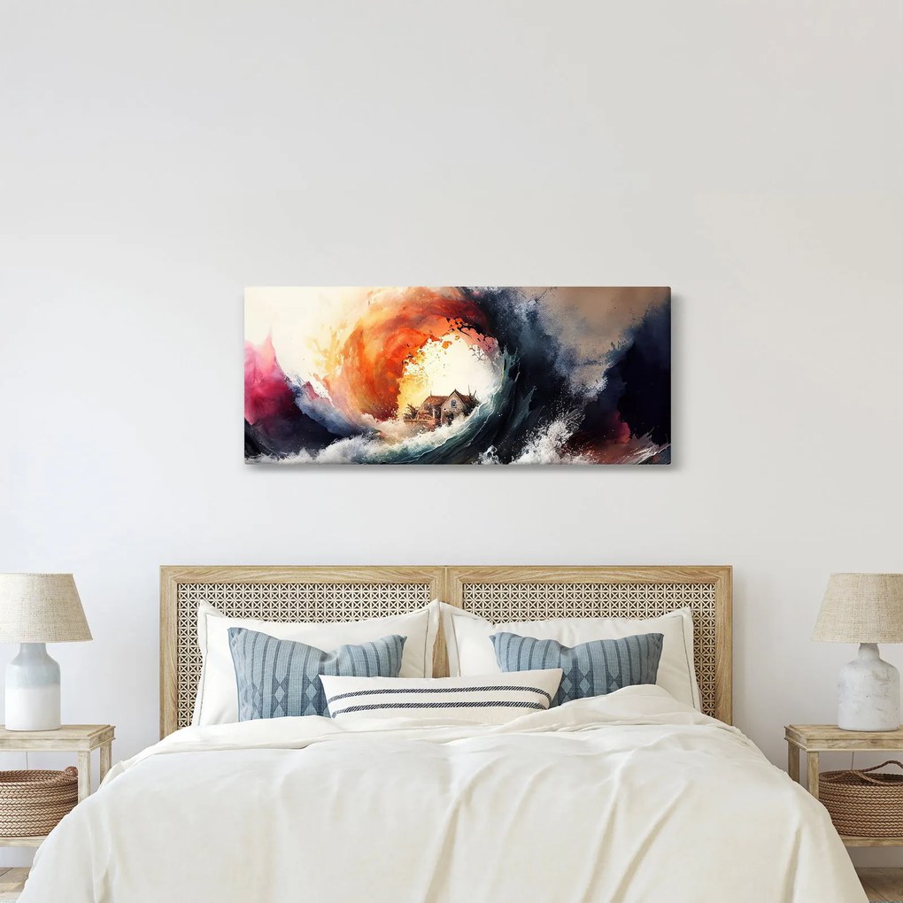 Tablou - În vârtejul potopului, acuarelă (120x50 cm)