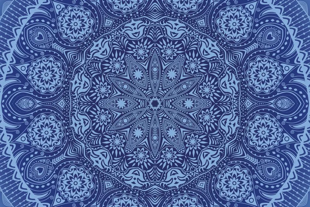 Tapet autoadeziv Mandala ornamentală cu dantelă în albastru